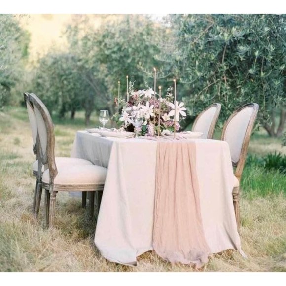 5 Pack Wedding Dining Cheesecloth Table Runner 25" x 10ft- Blush / Rose Gold - Picture 3 of 5